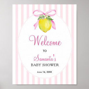 Coquette Pink Lemon Baby Shower Welcome Poster