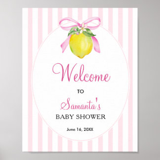 Coquette Pink Lemon Baby Shower Welcome Poster
