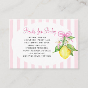 Coquette Pink Lemons Baby Shower Books for Baby Enclosure Card