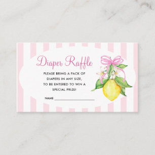 Coquette Pink Lemons Baby Shower Diaper Raffle Enclosure Card