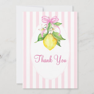 Coquette Pink Lemons Baby Shower Thank You Card