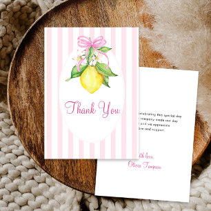 Coquette Pink Lemons Baby Shower Thank You Card