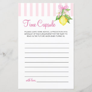 Coquette Pink Lemons Baby Shower Time Capsule