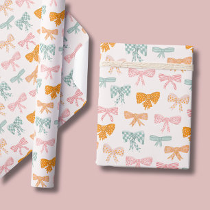 Coquette pink pastel bows wrapping paper