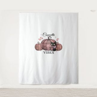 Coquette Pink Pumpkin Cat Oversized T-Shirt Tapestry