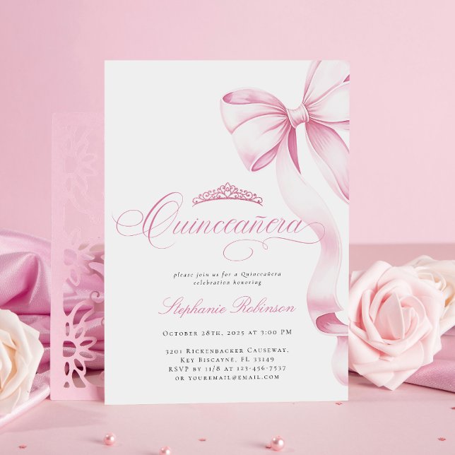 Coquette Pink  Quinceañera Invitation (Creator Uploaded)