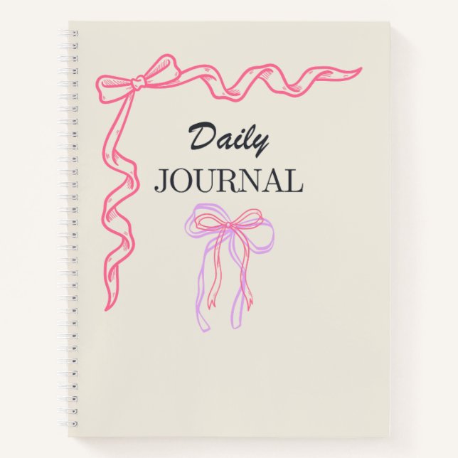Coquette Pink Ribbon Bow Daily Journal (Front)