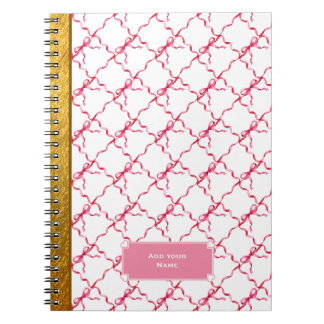 Coquette Pink Ribbon Bow Pattern Personalised Notebook