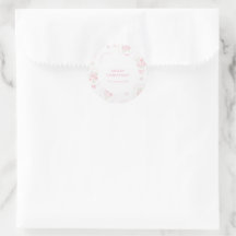 Coquette Pink Rose Bow Watercolor Christmas