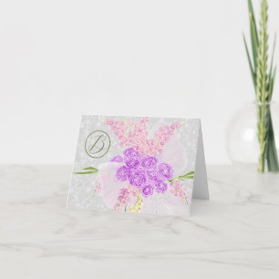 Coquette pink sheer bow and Bouquet Thank You Card