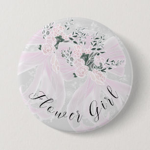 Coquette pink sheer bows- Bridesmaid 7.5 Cm Round Badge