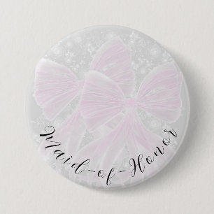 Coquette pink sheer bows-Maid-of-Honour 7.5 Cm Round Badge