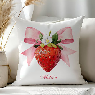 Coquette Pink Strawberry Cushion