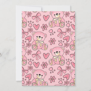 Coquette Pink Teddy Bear Seamless Pattern Invitation