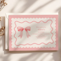 Coquette Pink Watercolor Bow 1st Birthday