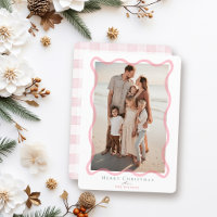 Coquette Pink Wavy Frame Photo Christmas