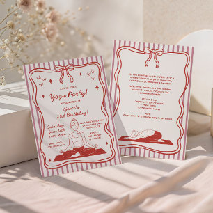 Coquette Pink Yoga Pilates Birthday Party Invitation