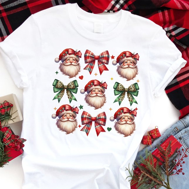 Coquette Plaid Bows and Santa Christmas Vibes Tri-Blend Shirt (Creator Uploaded)