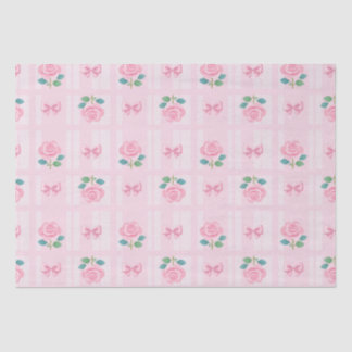 Coquette Plaid Ribbon & Rose Pink Tissue Paper