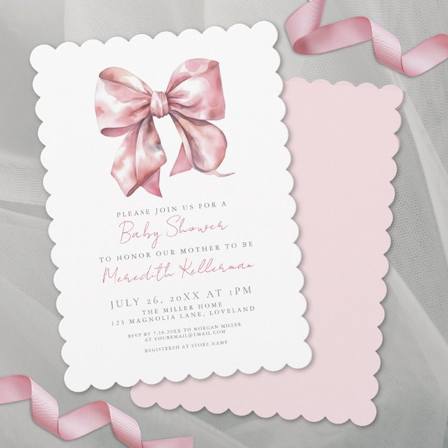 Coquette Posh Pink Bow Girl Baby Shower Invitation (Coquette Posh Pink Bow Girl Baby Shower Invitation)