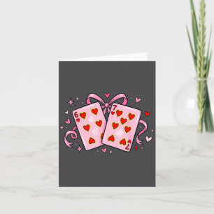 Coquette Preppy 6 7 Valentine Couple Hearts Playin Thank You Card