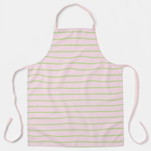 Coquette Preppy Chic Pastel Green And Pink Stripes Apron