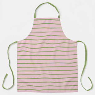 Coquette Preppy Chic Pastel Green And Pink Stripes Apron