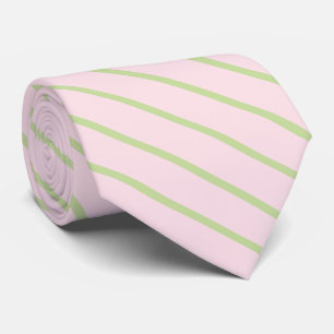 Coquette Preppy Chic Pastel Green And Pink Stripes Tie
