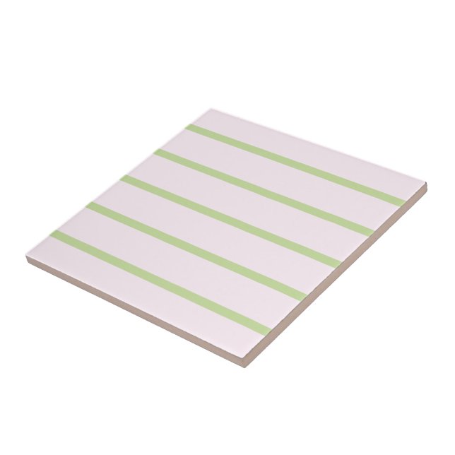 Coquette Preppy Chic Pastel Green And Pink Stripes Tile (Side)