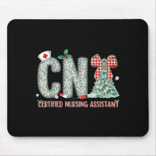 Coquette Preppy Christmas Cna Nurse Christmas Tree Mouse Pad