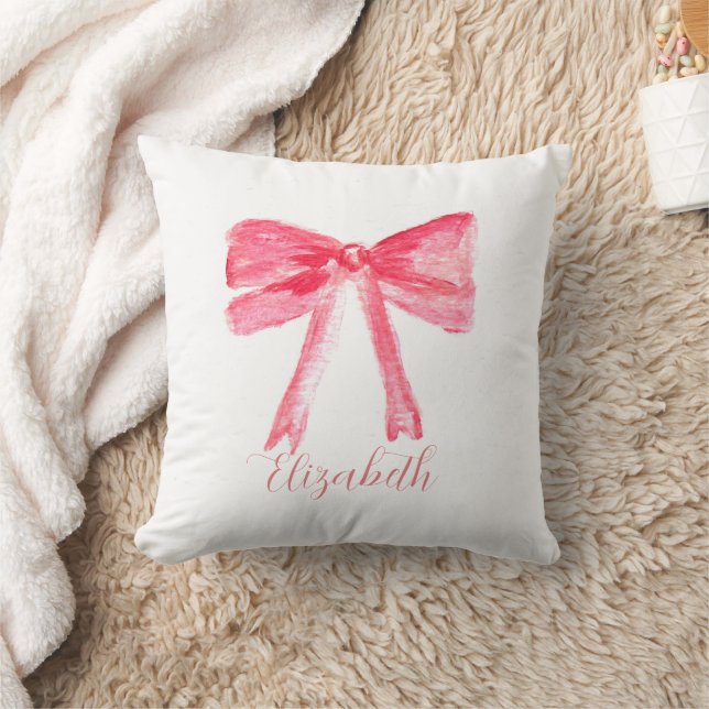 Coquette Preppy Pink Bow Baby Girl Kids Cushion (Blanket)