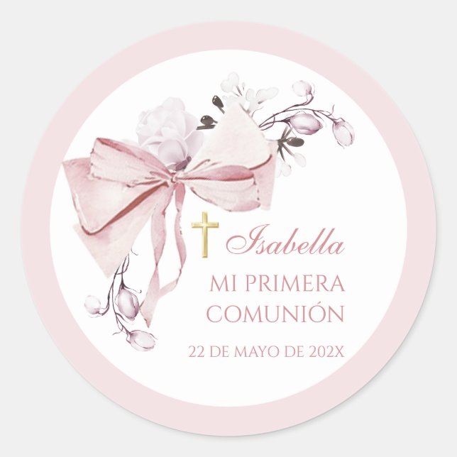 Coquette Primera Comunión Favour Stickers (Front)