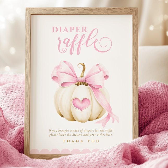 Coquette Pumpkin Baby Shower Diaper Raffle Sign (Creator Uploaded)