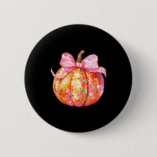 Coquette Pumpkin Bow Disco Ball Cute Girly Hallowe 6 Cm Round Badge