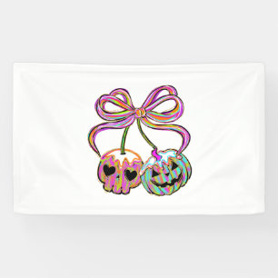 Coquette Pumpkin Cherries Halloween Banner
