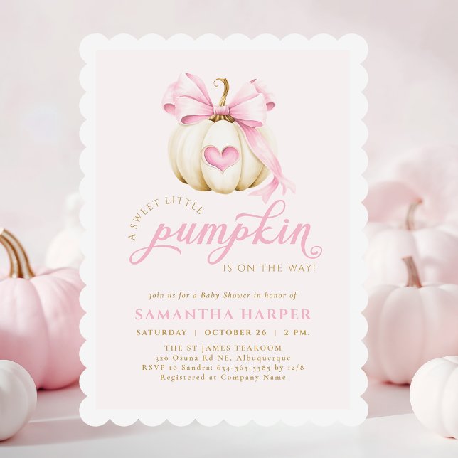 Coquette Pumpkin Pink Baby Shower Invitation (Creator Uploaded)