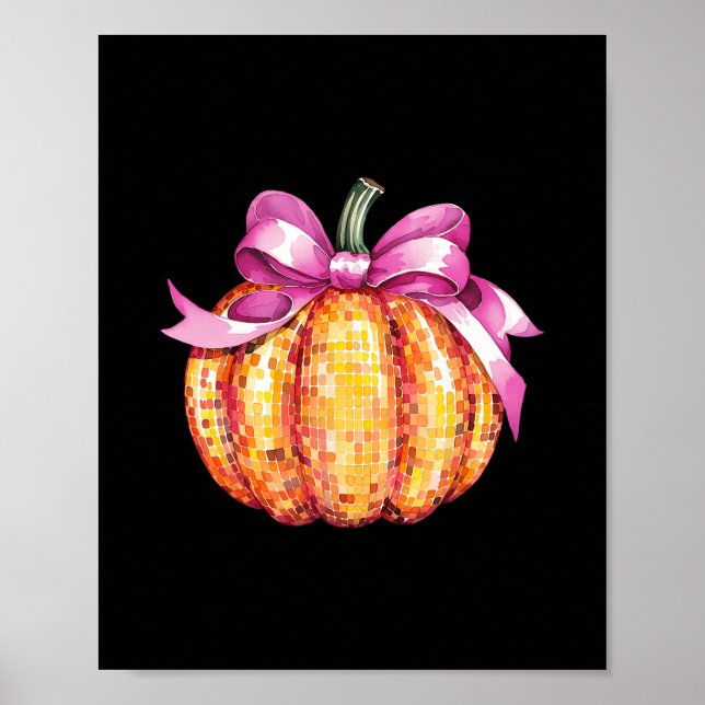 Coquette Pumpkin Pink Bow Fall Y'all Thanksgiving  Poster (Front)