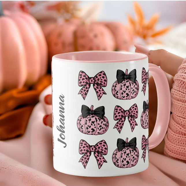 Coquette Pumpkins and bows pink personalised Mug (Coquette Pumpkins and bows pink personalized Mug)