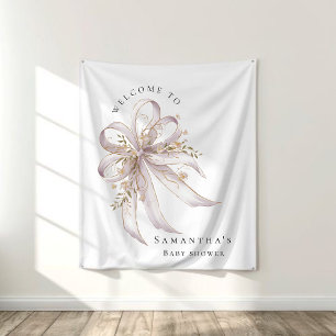 Coquette purple bow baby shower Backdrop Tapestry
