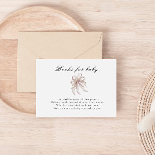 Coquette purple bow baby shower Books for baby  Enclosure Card