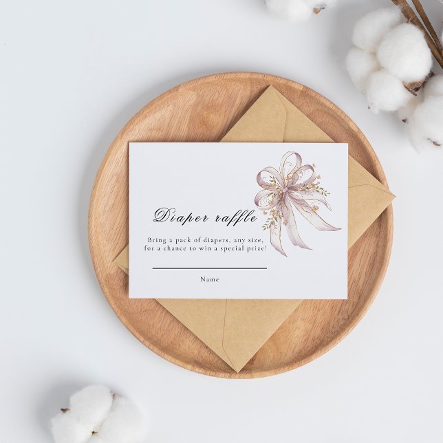 Coquette purple bow baby shower  enclosure card (Creator Uploaded)