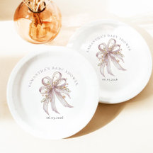 Coquette purple bow baby shower