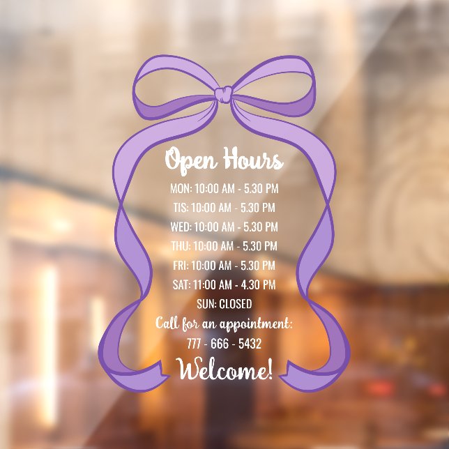 Coquette Purple Bow Small Business Open Hours (Sheet 2)