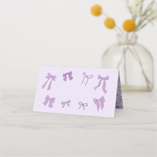 Coquette Purple Bow Theme Party Food Label Place Card