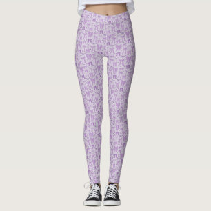 Coquette Purple Bows Hand Drawn Pattern Leggings
