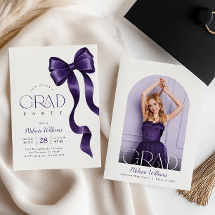 Coquette Purple Graduation Photo Invitation
