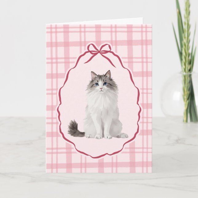Coquette Rag Doll Cat Valentines Day Card (Front)