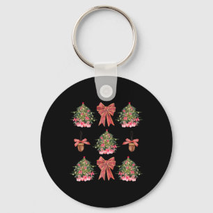 Coquette Red Bow Acorn Christmas Tree Girly Women  Key Ring