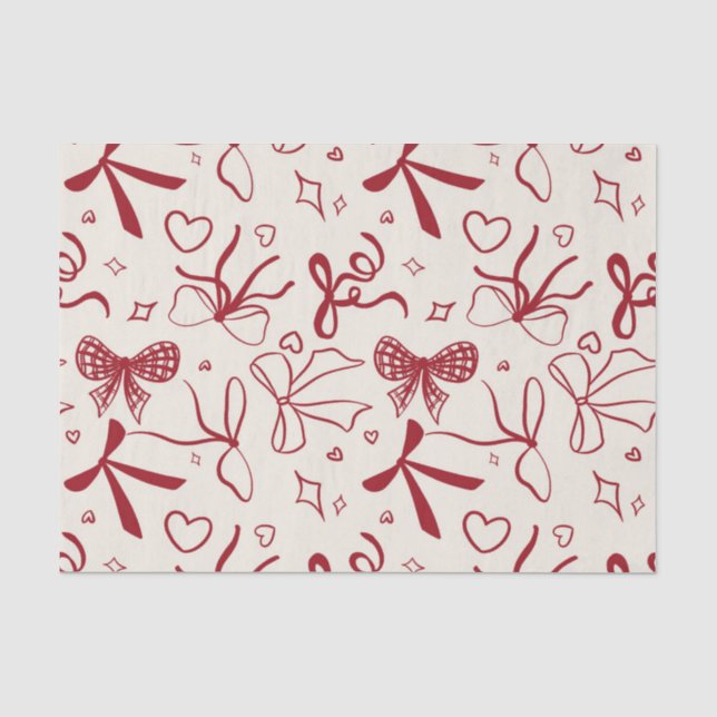 Coquette red Bow seamless pattern christmas Tissue Paper (Front)