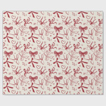 Coquette red Bow seamless pattern christmas